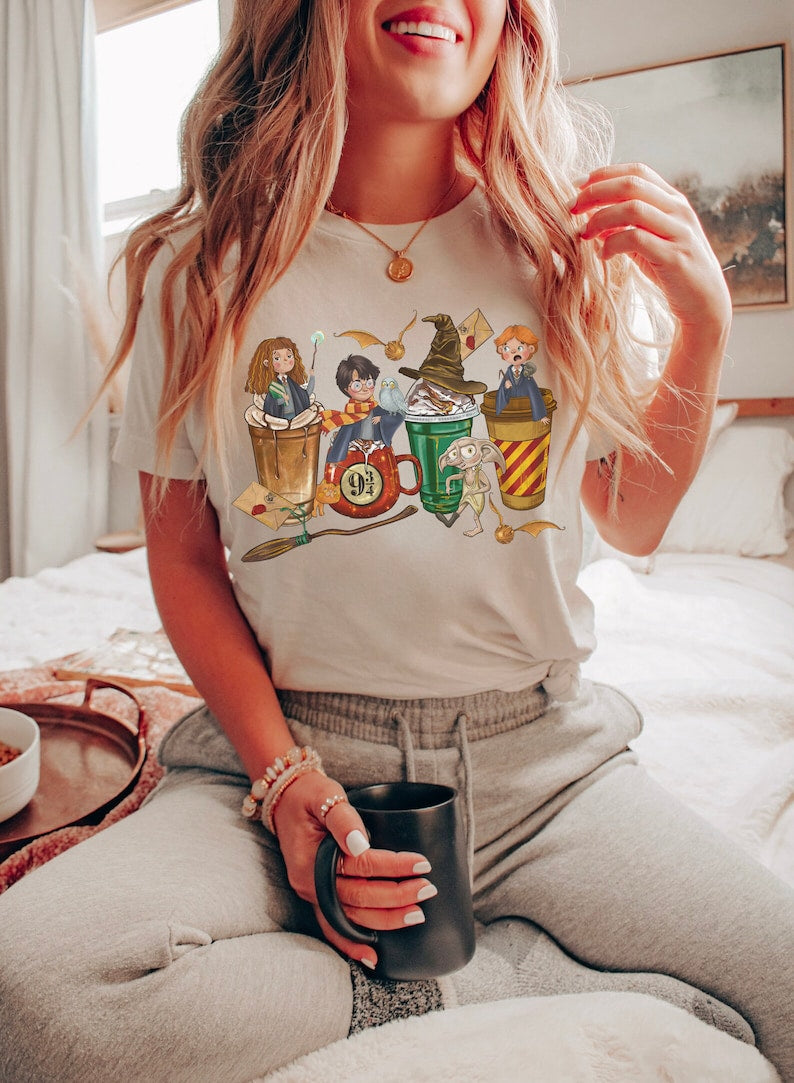Magic School Coffee Cute Print T-shirt